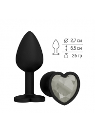 Черная силиконовая пробка с прозрачным кристаллом - 7,3 см. - Джага-Джага - купить с доставкой в Краснодаре