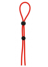 Красное лассо на пенис с двумя бусинами STRETCHY LASSO CAGE - Dream Toys - в Краснодаре купить с доставкой