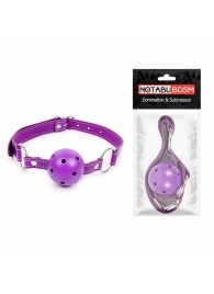 Фиолетовый кляп-шарик на регулируемом ремешке с кольцами - Notabu - купить с доставкой в Краснодаре
