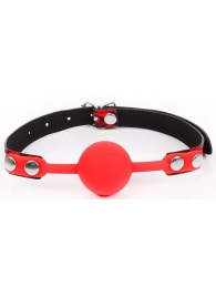 Красный кляп-шарик с черным регулируемым ремешком - Notabu - купить с доставкой в Краснодаре