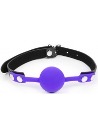 Фиолетовый кляп-шарик с черным ремешком - Notabu - купить с доставкой в Краснодаре