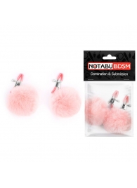 Зажимы для сосков с розовым пушком - Notabu - купить с доставкой в Краснодаре