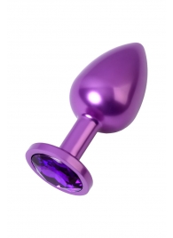 Фиолетовый анальный плаг с кристаллом фиолетового цвета - 8,2 см. - ToyFa - купить с доставкой в Краснодаре