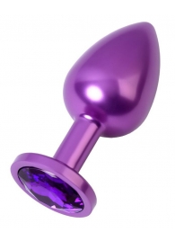 Фиолетовый анальный плаг с кристаллом фиолетового цвета - 8,2 см. - ToyFa - купить с доставкой в Краснодаре