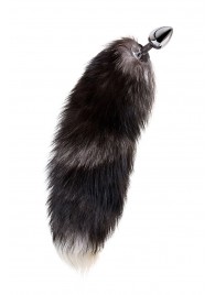 Серебристая металлическая анальная втулка с хвостом чернобурой лисы - размер S - ToyFa - купить с доставкой в Краснодаре