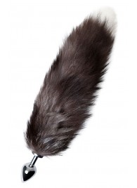 Серебристая металлическая анальная втулка с хвостом чернобурой лисы - размер S - ToyFa - купить с доставкой в Краснодаре