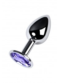 Серебристая конусовидная анальная пробка с фиолетовым кристаллом - 7 см. - ToyFa - купить с доставкой в Краснодаре