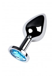 Серебристая конусовидная анальная пробка с голубым кристаллом - 8 см. - ToyFa - купить с доставкой в Краснодаре