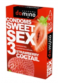 Презервативы для орального секса DOMINO Sweet Sex с ароматом клубничного коктейля  - 3 шт. - Domino - купить с доставкой в Краснодаре