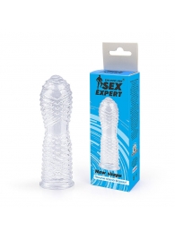 Закрытая прозрачная насадка на пенис с ребрышками - 13 см. - Sex Expert - в Краснодаре купить с доставкой
