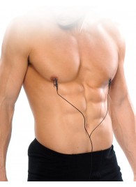 Черные электрические зажимы для сосков Shock Therapy Nipple Clamps - Pipedream - купить с доставкой в Краснодаре