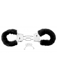Меховые чёрные наручники Beginner s Furry Cuffs - Pipedream - купить с доставкой в Краснодаре