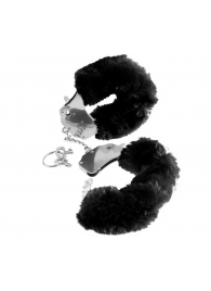 Металлические наручники Furry Love Cuffs с черным мехом - Pipedream - купить с доставкой в Краснодаре