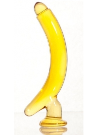 Жёлтый стимулятор-банан из стекла - 16,5 см. - Sexus