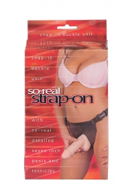 Фаллопротез женский с мошонкой SO-REAL STRAP-ON - 17,8 см. - Seven Creations - купить с доставкой в Краснодаре
