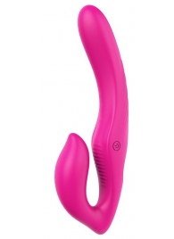 Ярко-розовый безремневой страпон REMOTE DOUBLE DIPPER - 22 см. - Dream Toys - купить с доставкой в Краснодаре