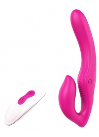 Ярко-розовый безремневой страпон REMOTE DOUBLE DIPPER - 22 см. - Dream Toys - купить с доставкой в Краснодаре