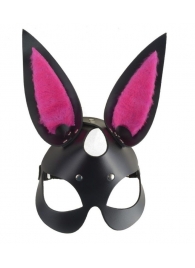 Черная маска  Зайка  с розовыми меховыми вставками - Sitabella - купить с доставкой в Краснодаре
