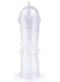 Прозрачная закрытая насадка на пенис с шипиками - 12,5 см. - Sex Expert - в Краснодаре купить с доставкой