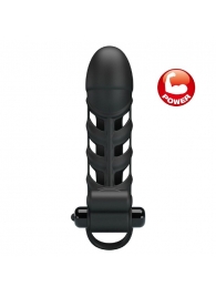 Черная насадка на пенис с вибропулей Penis Sleeve II - 18,8 см. - Baile - в Краснодаре купить с доставкой
