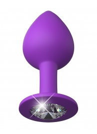 Фиолетовая анальная пробка со стразом Her Little Gem Medium Plug - 8,3 см. - Pipedream - купить с доставкой в Краснодаре