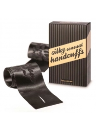 Черные ленты для связывания SILKY SENSUAL HANDCUFFS - Bijoux Indiscrets - купить с доставкой в Краснодаре