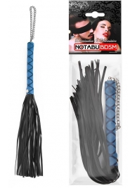 Черная многохвостая плеть-флоггер с синей ручкой - 40 см. - Notabu - купить с доставкой в Краснодаре