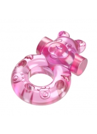 Розовое эрекционное виброкольцо на пенис Pink Bear - Baile - в Краснодаре купить с доставкой