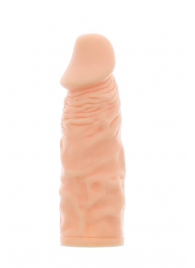Телесная реалистичная насадка на пенис SUPER STRETCH EXTENDER 5.5INCH - 14 см. - Dream Toys - в Краснодаре купить с доставкой