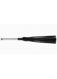 Черная многохвостая плеть с металлической ручкой - 44 см. - Джага-Джага - купить с доставкой в Краснодаре