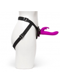 Лиловый страпон Rechargeable Vibrating Strap-On Harness Set - 17,6 см. - Happy Rabbit - купить с доставкой в Краснодаре
