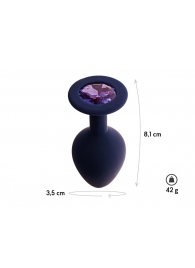 Черничная анальная пробка с фиолетовым кристаллом Gamma M - 8,1 см. - Le Frivole - купить с доставкой в Краснодаре