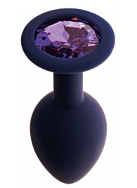 Черничная анальная пробка с фиолетовым кристаллом Gamma M - 8,1 см. - Le Frivole - купить с доставкой в Краснодаре