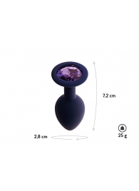 Черничная анальная пробка с фиолетовым кристаллом Gamma S - 7,2 см. - Le Frivole - купить с доставкой в Краснодаре
