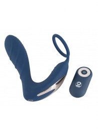 Синий вибростимулятор простаты с кольцом - 14,5 см. - Orion - в Краснодаре купить с доставкой