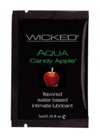 Лубрикант с ароматом сахарного яблока WICKED AQUA Candy Apple - 3 мл. - Wicked - купить с доставкой в Краснодаре