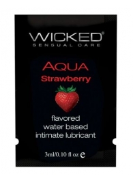 Лубрикант с ароматом клубники WICKED AQUA Strawberry - 3 мл. - Wicked - купить с доставкой в Краснодаре