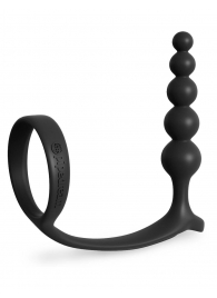 Черная анальная цепочка с эрекционным кольцом Ass-gasm Cockring Anal Beads - Pipedream - в Краснодаре купить с доставкой