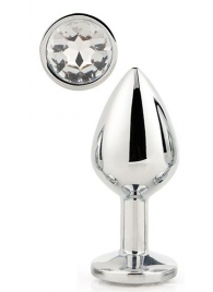 Серебристая анальная втулка с прозрачным кристаллом - 7,1 см. - Dream Toys - купить с доставкой в Краснодаре
