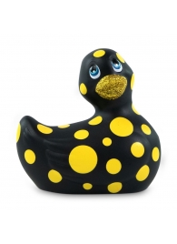 Черный вибратор-уточка I Rub My Duckie 2.0 Happiness в жёлтый горох - Big Teaze Toys - купить с доставкой в Краснодаре