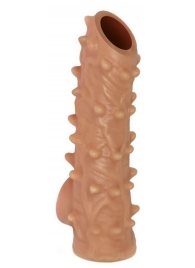 Телесная насадка с шипами и открытой головкой Nude Sleeve M - 12 см. - KOKOS - в Краснодаре купить с доставкой