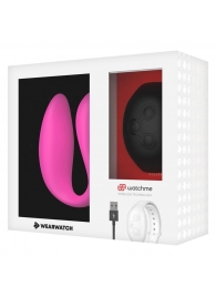 Розовый вибратор для пар с черным пультом-часами Weatwatch Dual Pleasure Vibe - DreamLove
