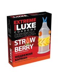 Стимулирующий презерватив  Медвежий капкан  с ароматом клубники - 1 шт. - Luxe - купить с доставкой в Краснодаре