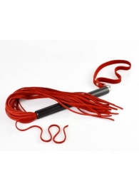 Красная велюровая плеть MIX с черной рукоятью - 47 см. - Sitabella - купить с доставкой в Краснодаре
