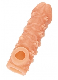 Телесная закрытая насадка с пучками шишечек Cock Sleeve Size L - 17,6 см. - KOKOS - в Краснодаре купить с доставкой