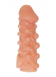 Телесная закрытая насадка с шариками Cock Sleeve Size M - 15,6 см. - KOKOS - в Краснодаре купить с доставкой