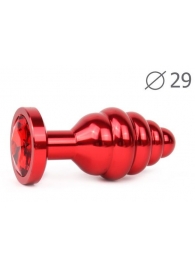 Красная анальная втулка с кристаллом - 7,1 см. - Anal Jewelry Plug