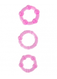 Набор из 3 стимулирующих эрекционных колец розового цвета - Toyfa Basic - в Краснодаре купить с доставкой