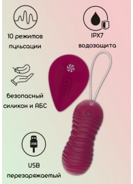 Бордовые вагинальные виброшарики с пультом ДУ Era - 8,3 см. - Lola toys