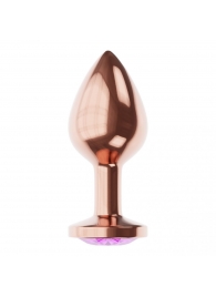 Пробка цвета розового золота с фиолетовым кристаллом Diamond Amethyst Shine S - 7,2 см. - Lola toys - купить с доставкой в Краснодаре
